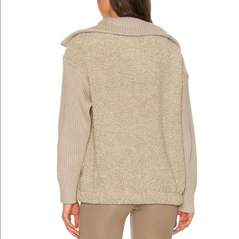 VARLEY Rogers 1/4 Zip Cowl Neck Sherpa Knit Sweater-Beige - Picture 3 of 8